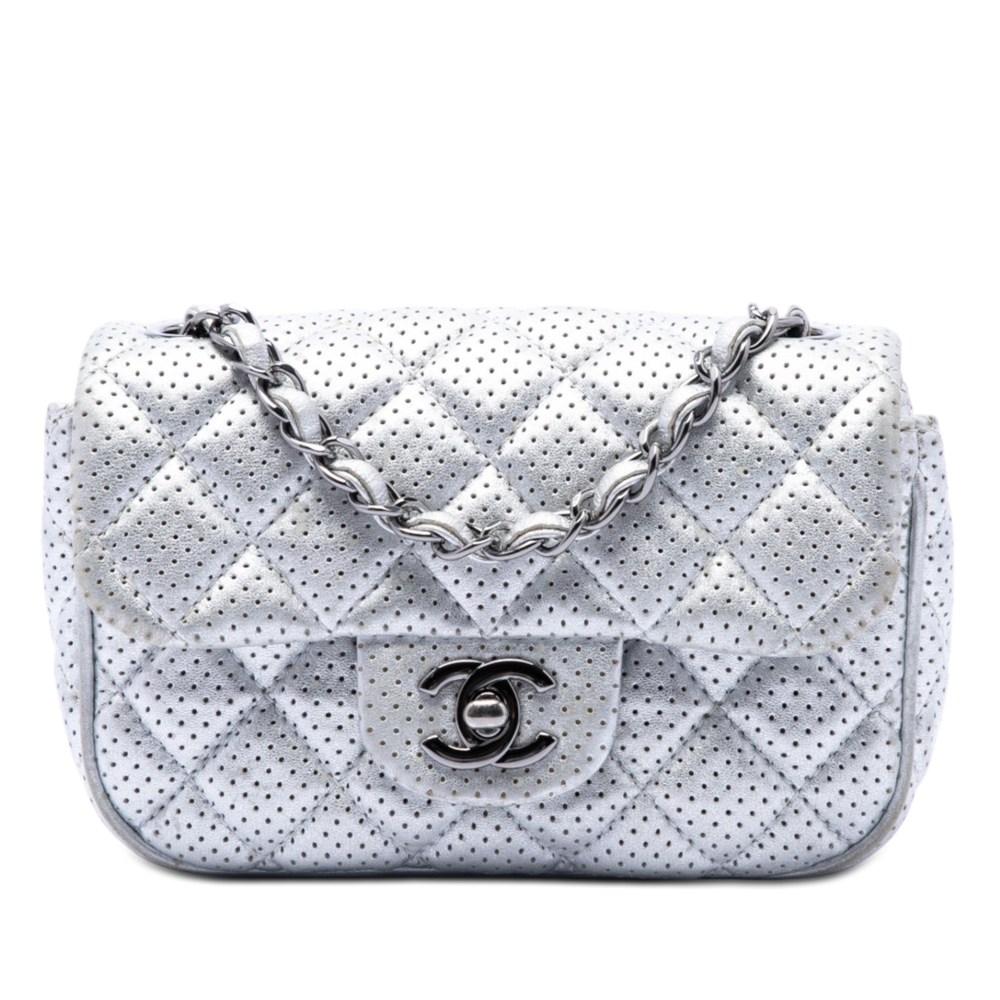 Pre-Loved Chanel Mini Square Classic Perforated Lambskin Single Flap